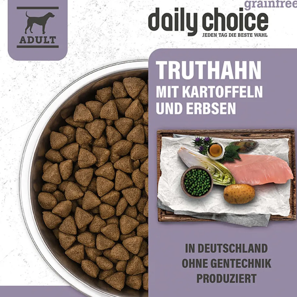 daily choice Grainfree Truthahn mit Kartoffeln und Erbsen Trockenfutter 15 kg