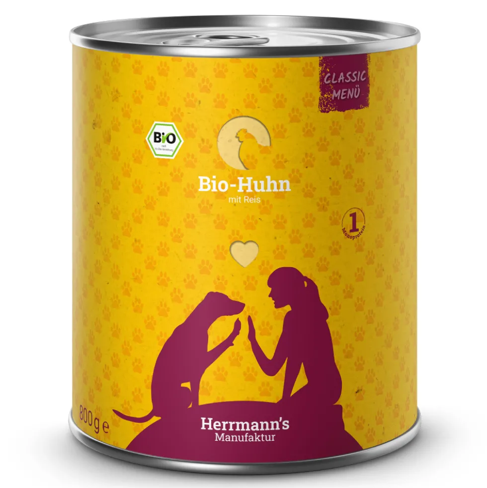 Herrmann's Classic Bio-Huhn mit Reis Nassfutter 6 x 800 g