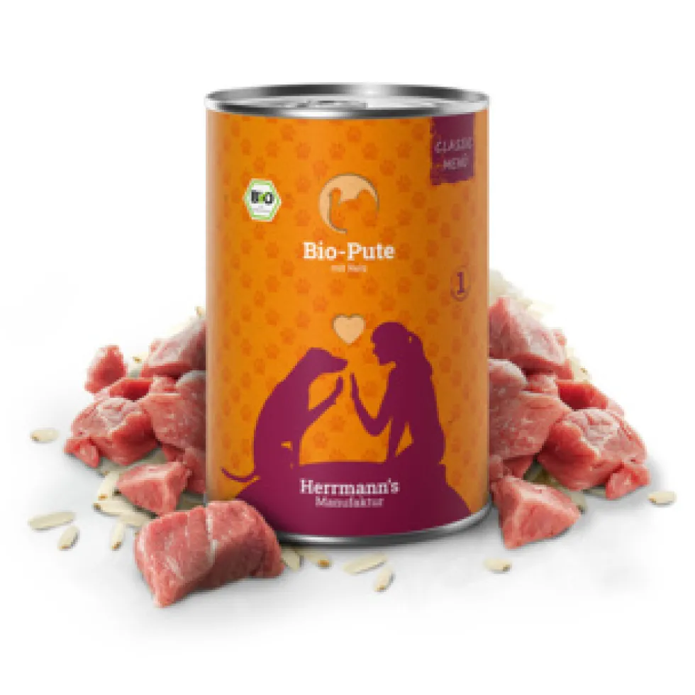 Herrmann's Classic Bio-Pute mit Reis Nassfutter 6 x 400 g