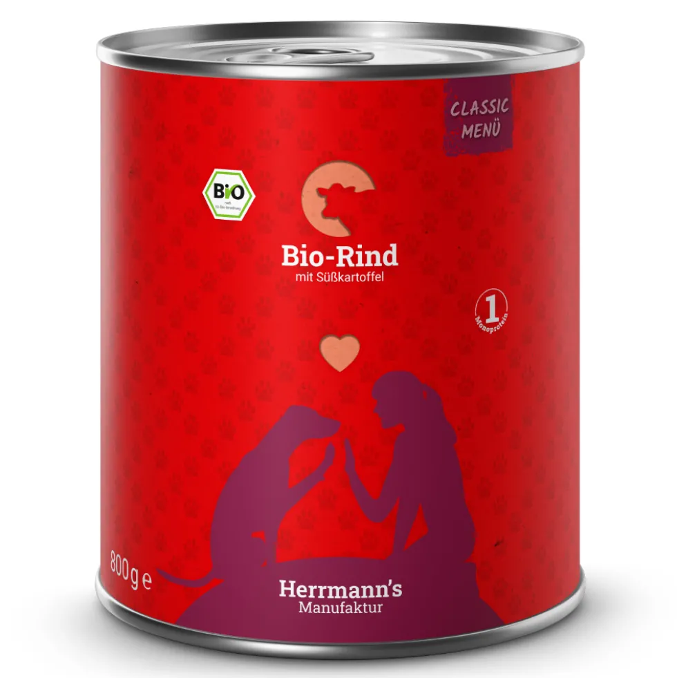 Herrmann's Classic Bio-Rind mit Süßkartoffeln Nassfutter 6 x 800 g