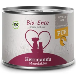 Herrmann's Kreativ-Mix Bio Ente Reinfleisch Ergänzung Nassfutter 12 x 200 g