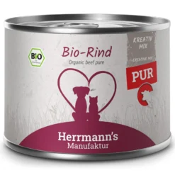 Herrmann's Kreativ-Mix Bio Rind Reinfleisch Ergänzung Nassfutter 60 x 200 g