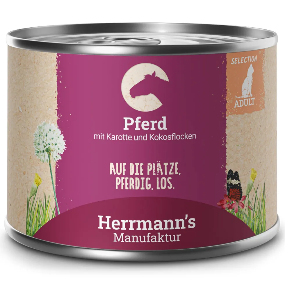Herrmann's Selection Adult Pferd mit Karotte & Kokosflocken Nassfutter 60 x 200 g