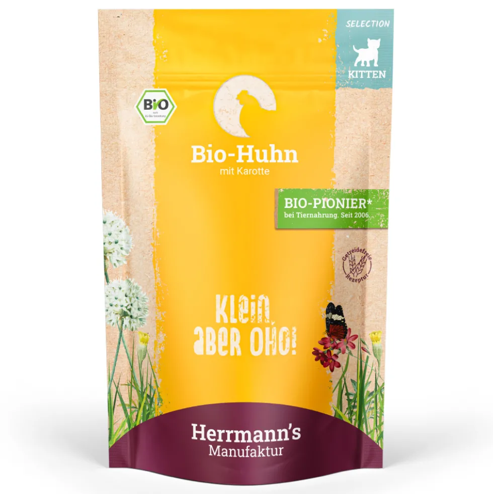Herrmann's Selection Kitten Bio Huhn mit Karotte Nassfutter 12 x 100 g