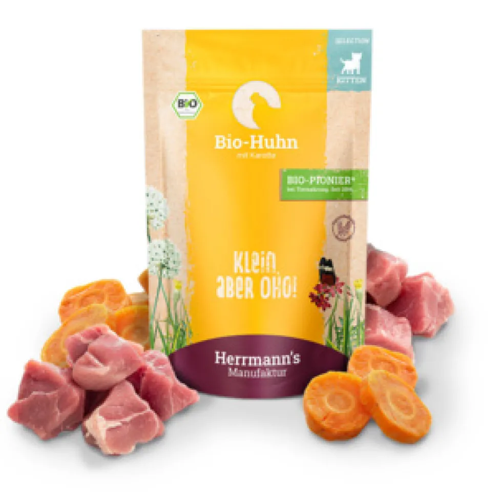 Herrmann's Selection Kitten Bio Huhn mit Karotte Nassfutter 12 x 100 g