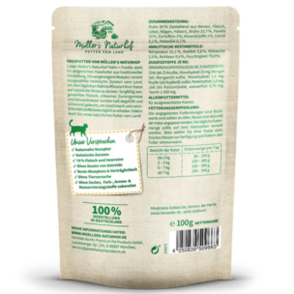 Müller’s Naturhof Traditionell Huhn & Forelle Nassfutter 12 x 100 g