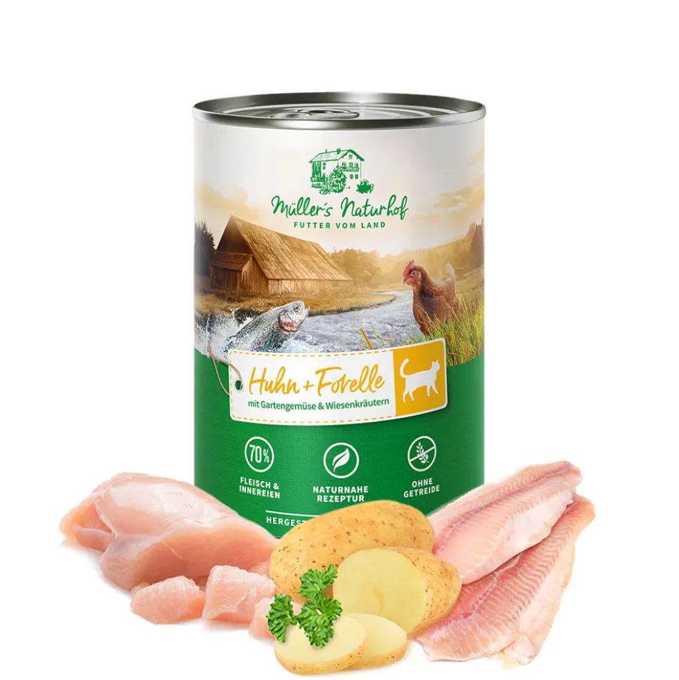 Müller’s Naturhof Traditionell Huhn & Forelle Nassfutter 30 x 400 g