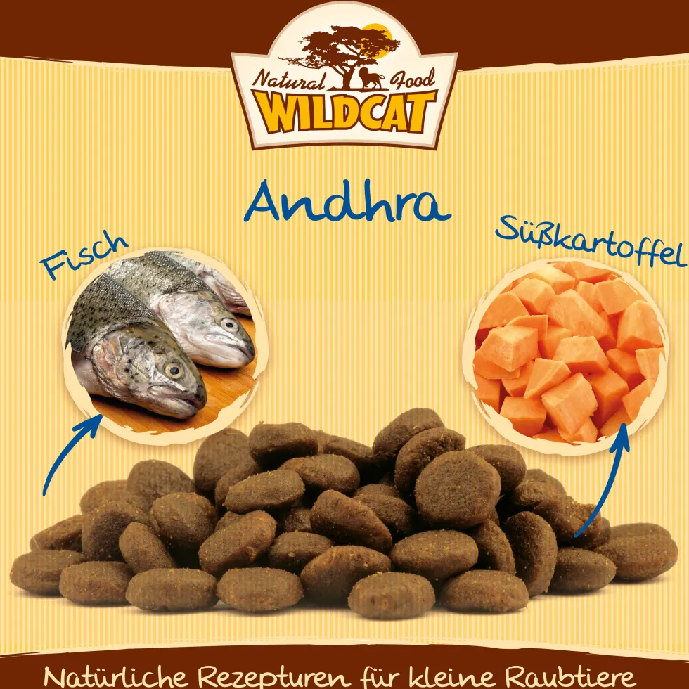 Wildcat Adult Andhra Fisch & Süßkartoffel Trockenfutter 4 x 3 kg