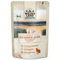 Wildes Land BIO Adult Huhn & Lachs mit Cranberry Nassfutter 60 x 85 g