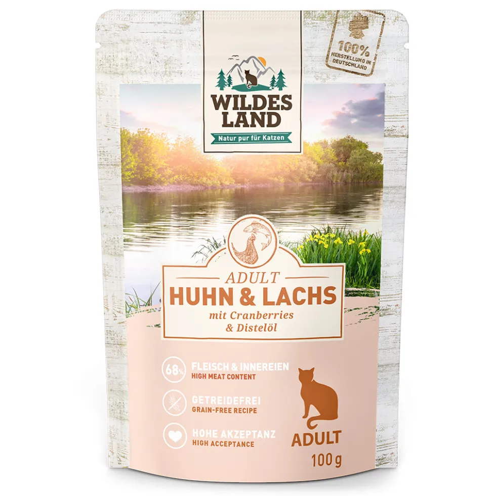 Wildes Land Classic Adult Huhn & Lachs Nassfutter 12 x 100 g