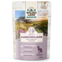 Wildes Land Classic Adult Kaninchen und Huhn mit Distelöl Nassfutter 12 x 100 g