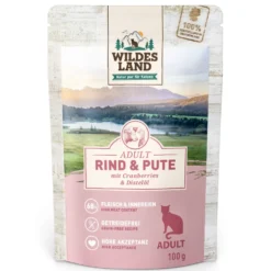 Wildes Land Classic Adult Rind und Pute mit Distelöl Nassfutter 12 x 100 g