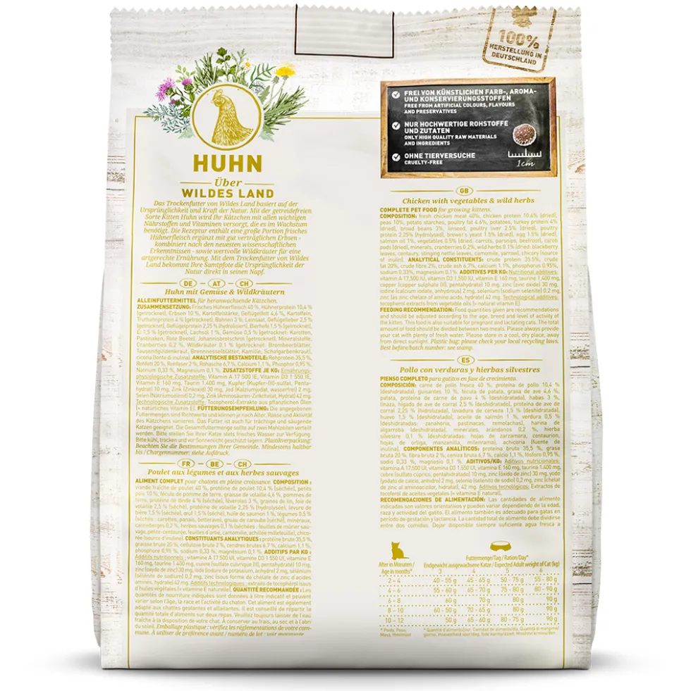 Wildes Land Classic Kitten Huhn Trockenfutter 400 g