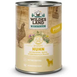 Wildes Land Classic Puppy Huhn mit Karotte Nassfutter 6 x 400 g
