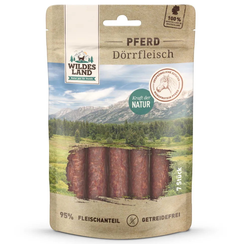 Wildes Land Dörrfleisch Pferd Snack 7 Stück