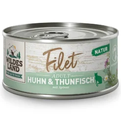 Wildes Land Filet Huhn & Thunfisch mit Spinat Nassfutter 12 x 80 g
