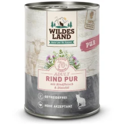 Wildes Land PUR Adult Rind mit Distelöl Nassfutter 6 x 400 g