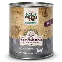 Wildes Land PUR Adult Wildschwein mit Distelöl Nassfutter 6 x 800 g