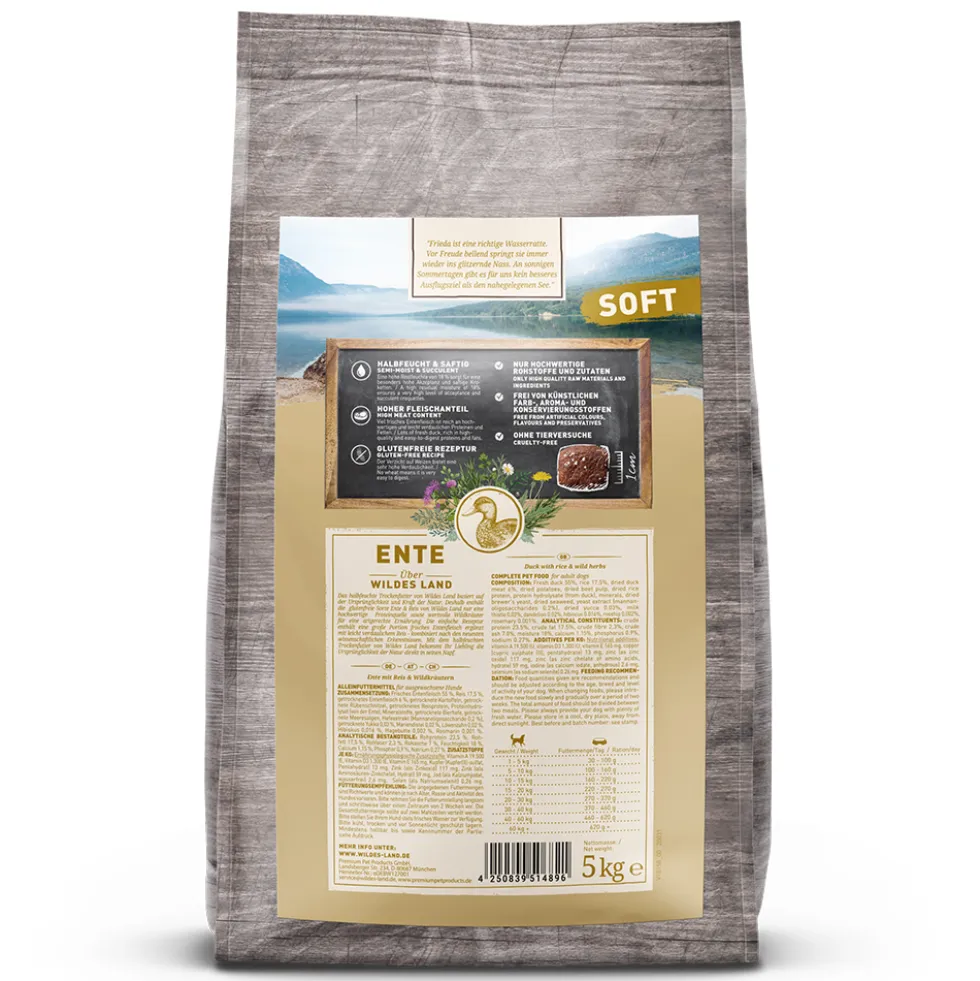 Wildes Land Soft Adult Ente mit Reis und Wildkräutern Trockenfutter 5 kg