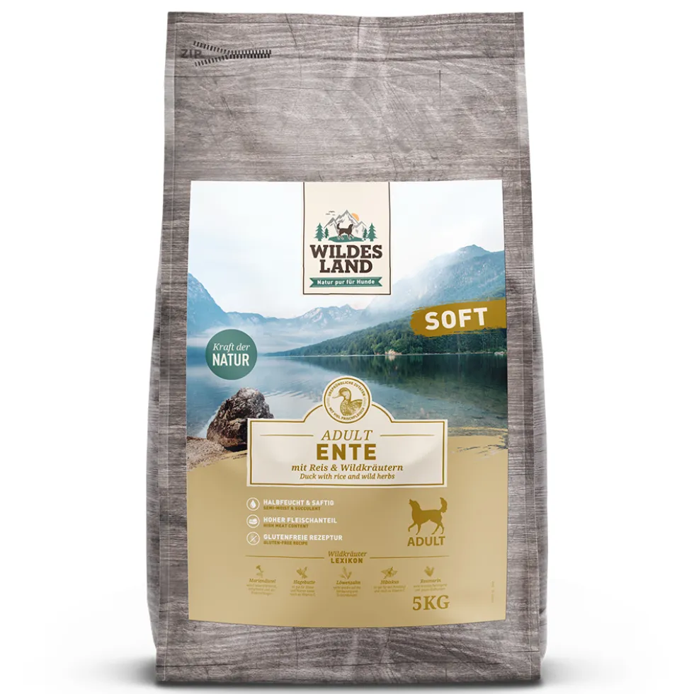 Wildes Land Soft Adult Ente mit Reis und Wildkräutern Trockenfutter 5 kg
