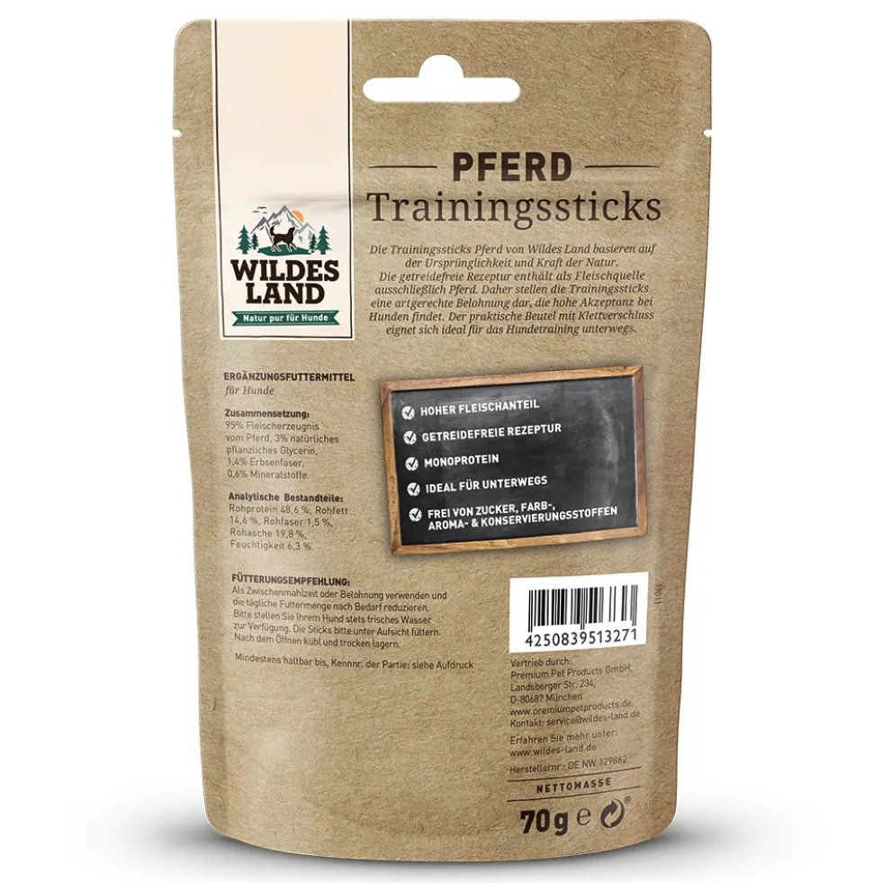 Wildes Land Trainingssticks Pferd Snack 70 g