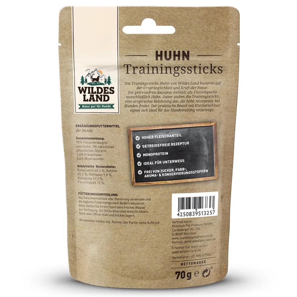 Wildes Land Trainingssticks Huhn Snack 70 g