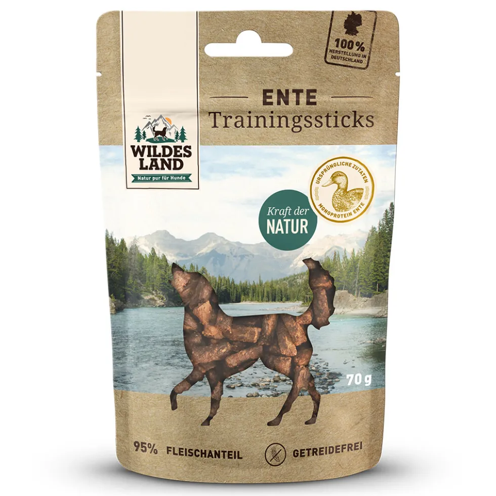 Wildes Land Trainingssticks Ente Snack 70 g