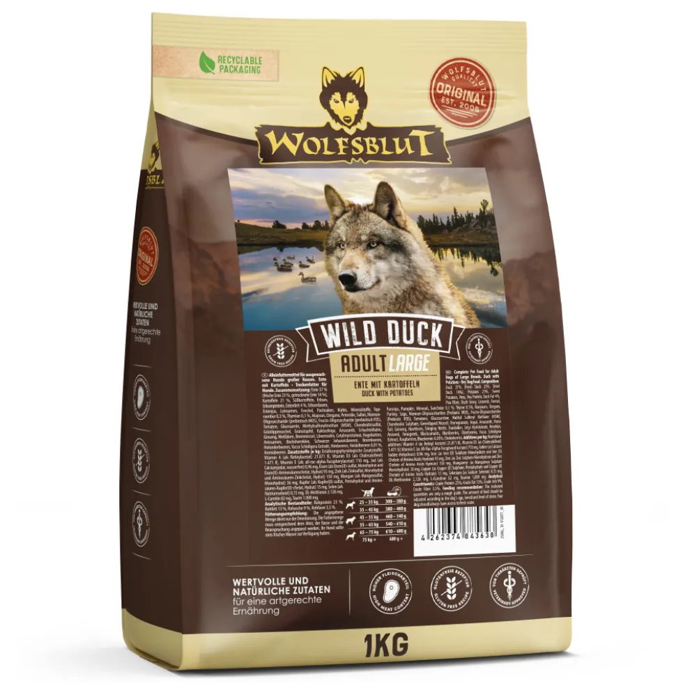 Wolfsblut Large Breed Wild Duck Trockenfutter 1 kg