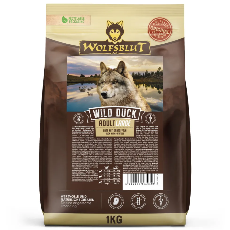 Wolfsblut Large Breed Wild Duck Trockenfutter 1 kg
