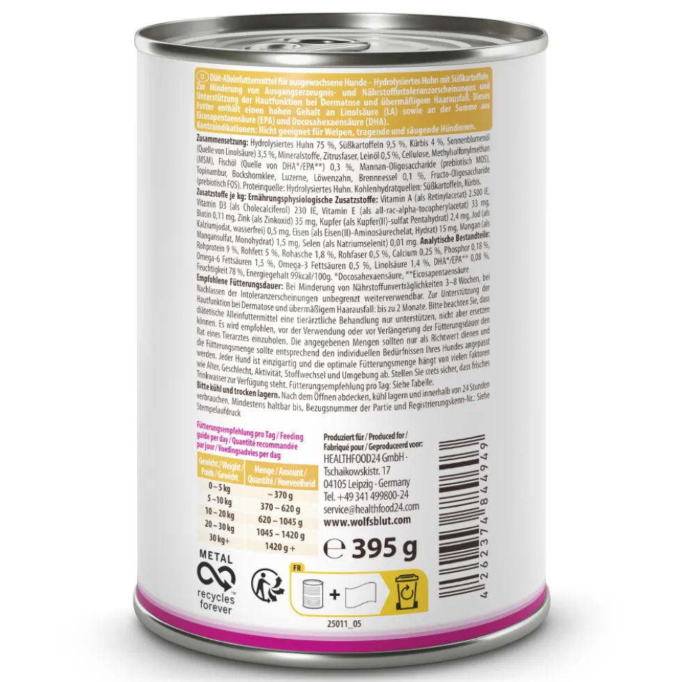 Wolfsblut VetLine Hypoallergenic Hydrolysiertes Huhn Nassfutter 6 x 395 g